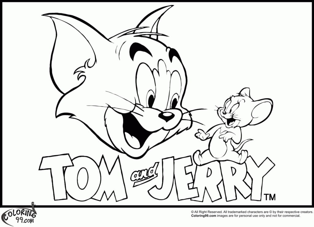 Coloring Pages Tom Jerry Home Easy Kids Laptopezine Gambar Hitam