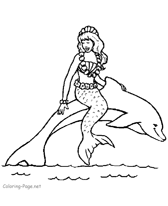 Coloring Pages Of Mermaids And Dolphins | Coloring Pages For Kids 