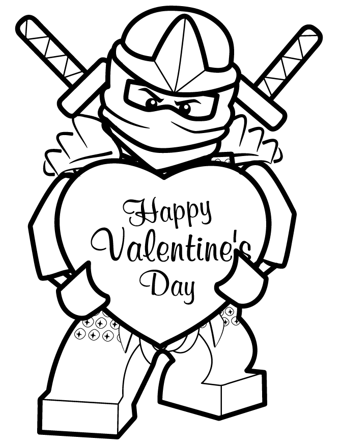 Ninja Valentine's Day Coloring Page