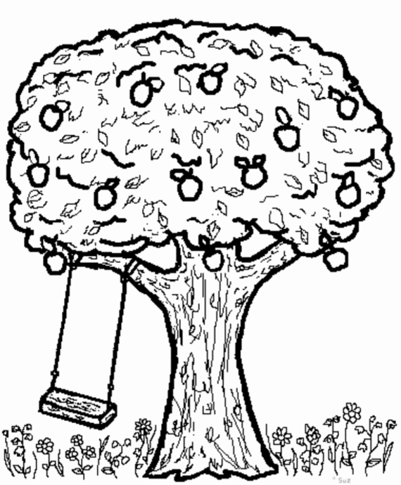 Coloring Book Apple Tree - Coloring Pages Now