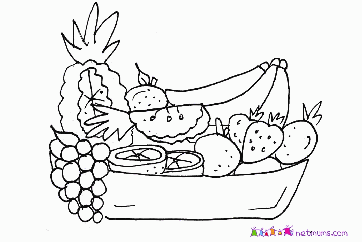 Coloring Pages Of A Bowl Of Fruit - Coloring Home