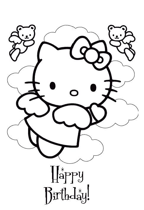 Hello Kitty Coloring Pages Happy Birthday Coloring Home