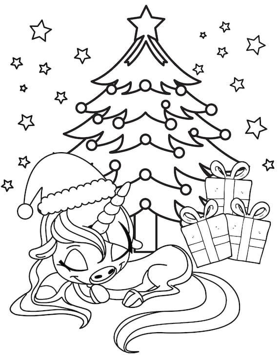 Unicorn Christmas Coloring Pages, PDF ...