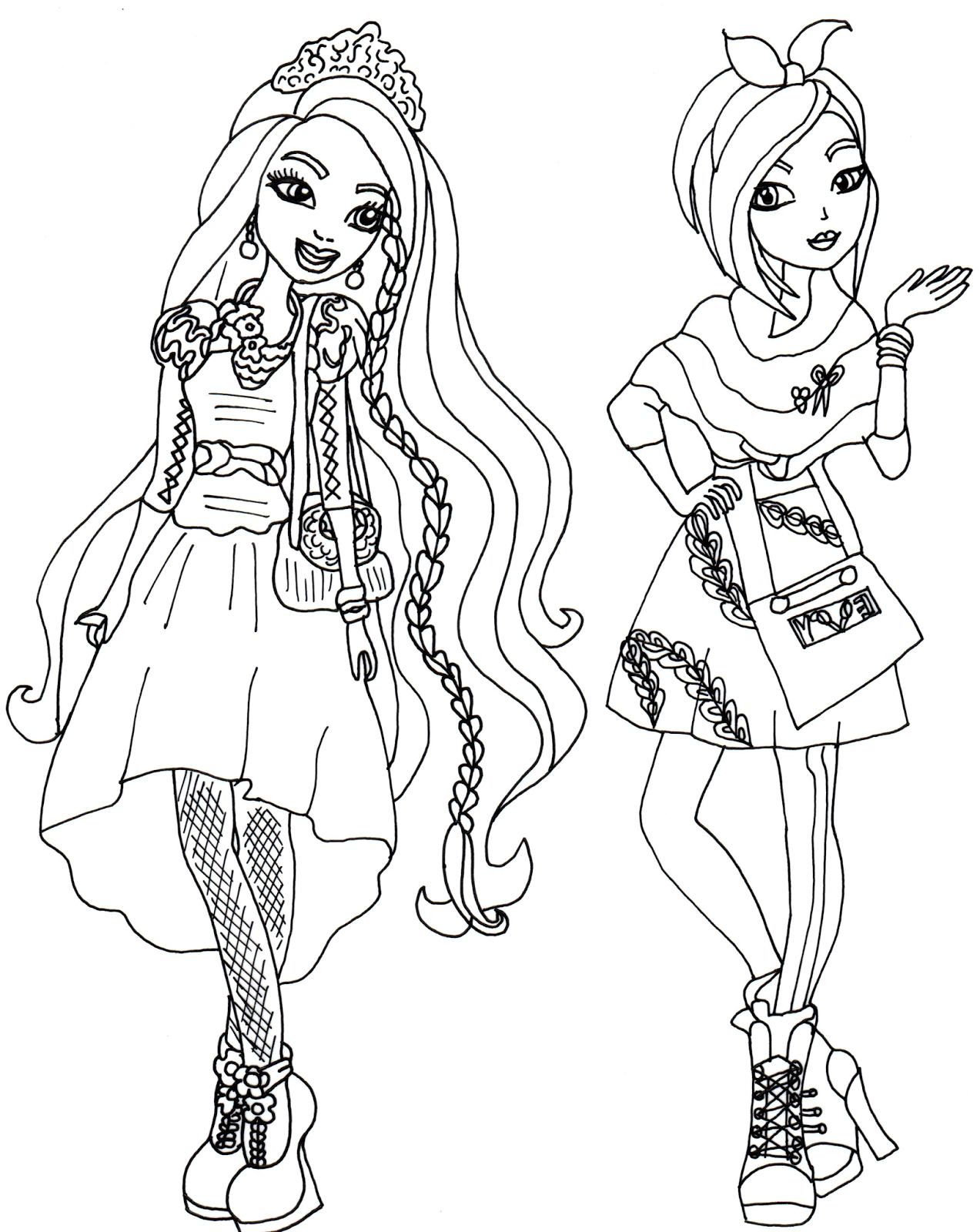 Free Printable Ever After High Coloring Pages: Holly and Poppy O ...