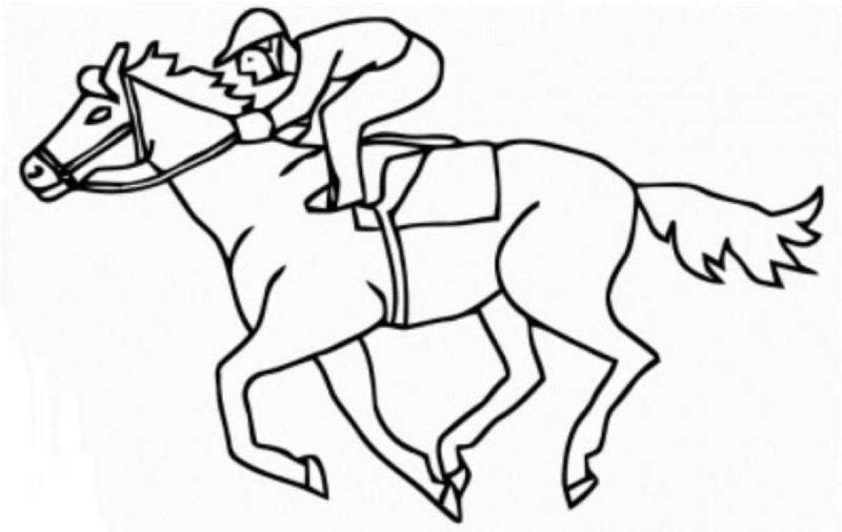 8 Pics Of Printable Advanced Coloring Pages Racing Horses