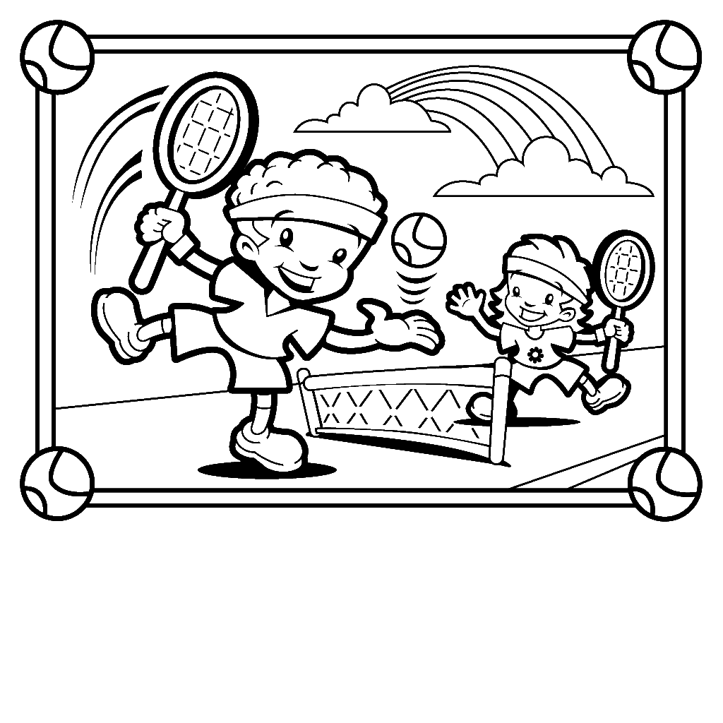 Tennis Coloring Pages for childrens printable for free
