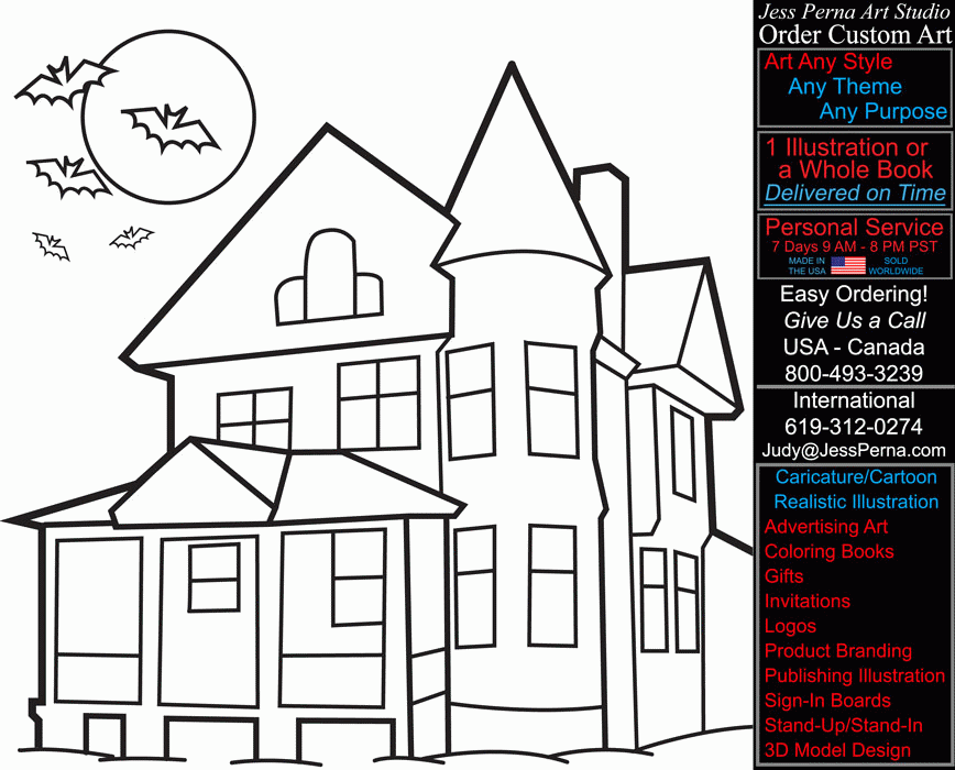 Cartoon Haunted House Coloring Page Coloring Home