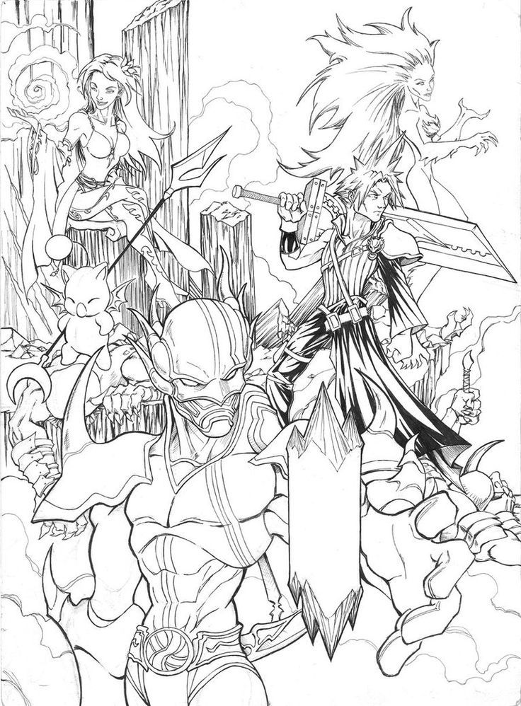 Final Fantasy 7 Coloring Pages Coloring Home