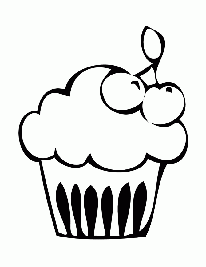 Cupcake With Cherry Coloring Page | H & M Coloring Pages