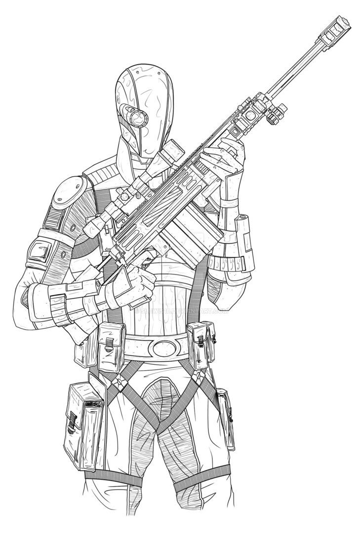 Deathstroke Batman Arkham Knight Coloring Pages Sketch Page