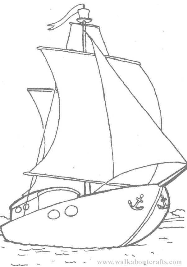 Colouring in pictures, print and colour, free yacht image