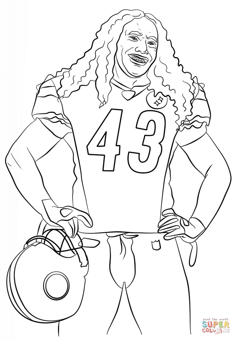 Troy Polamalu coloring page | Free Printable Coloring Pages