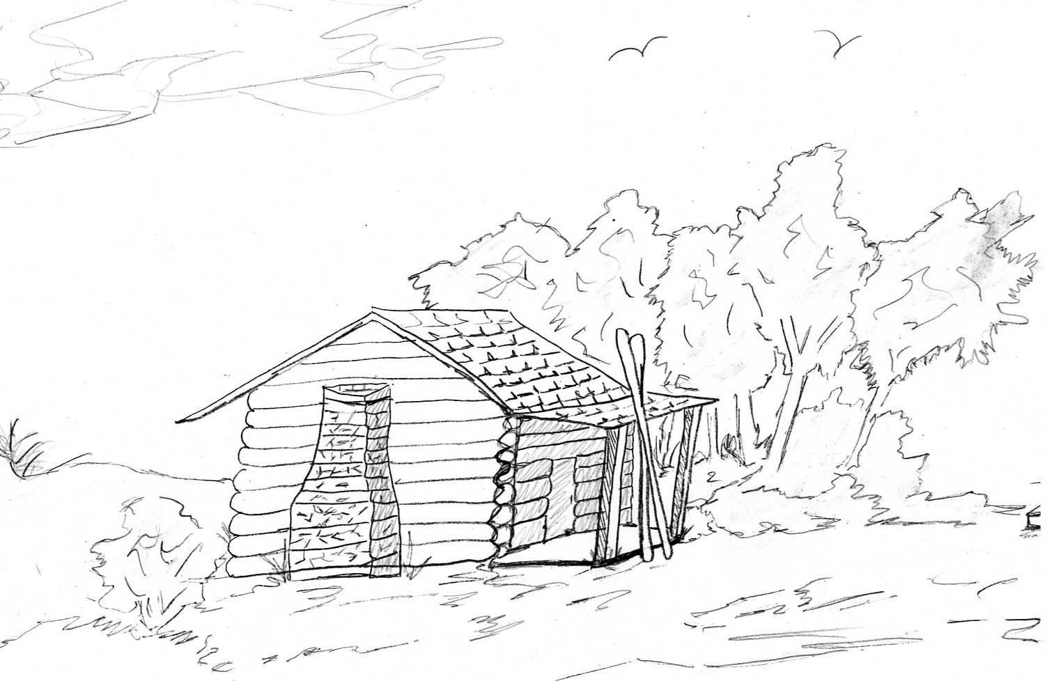 7 Pics of Log House Coloring Pages - Log Cabin Clip Art Black and ...