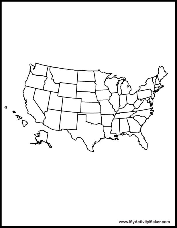 Map Usa Coloring Page Home Activity Maker Free Printable Activities