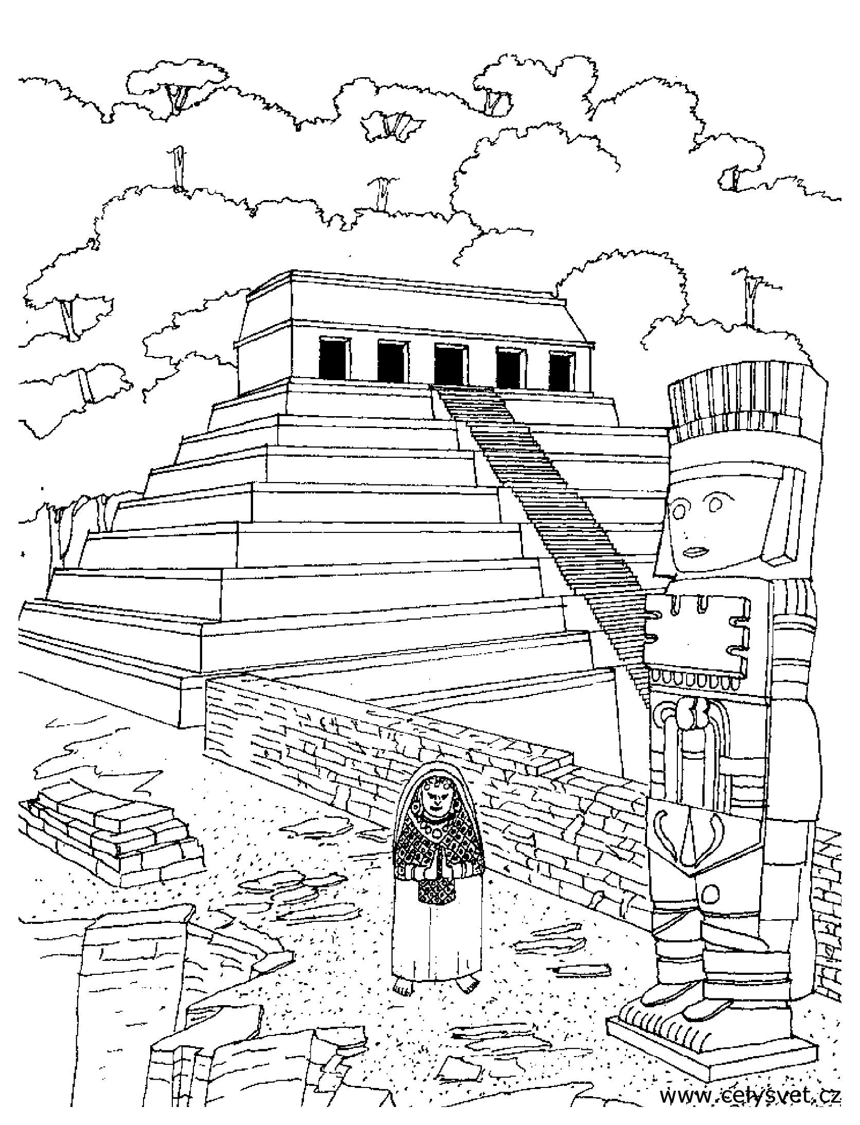 Mayans & Incas - Coloring pages for adults : coloring-adult-temple ...
