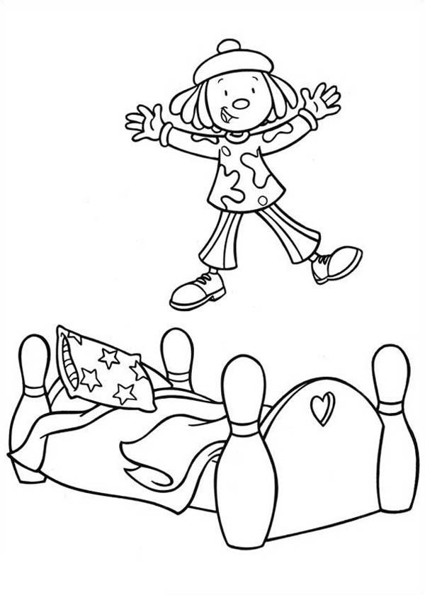 Jojo Jumping at Bed in Jojo's Circus Coloring Page