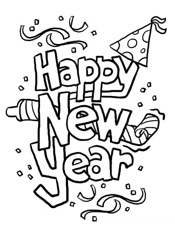 Happy New Year Hat Coloring Pages - Coloring Home