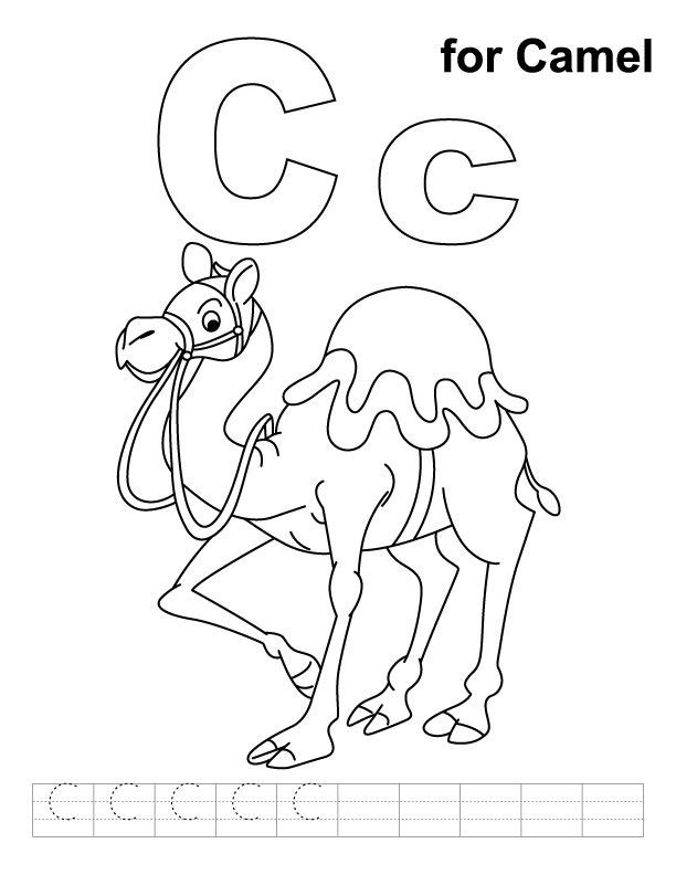 C for camel coloring page with handwriting practice | Sunday ...