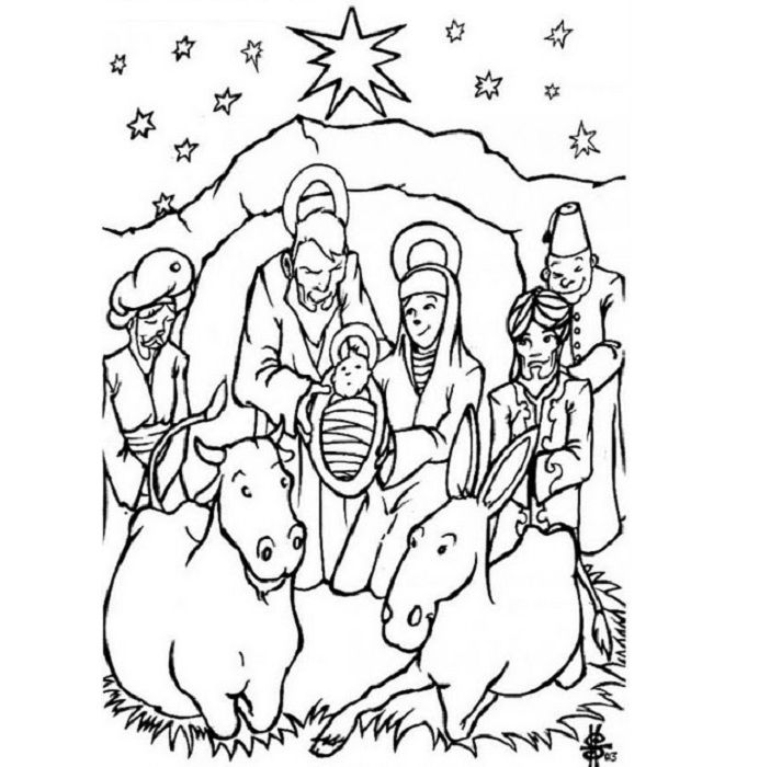 Merry Christmas Coloring Pages of Birth of Jesus | Coloring