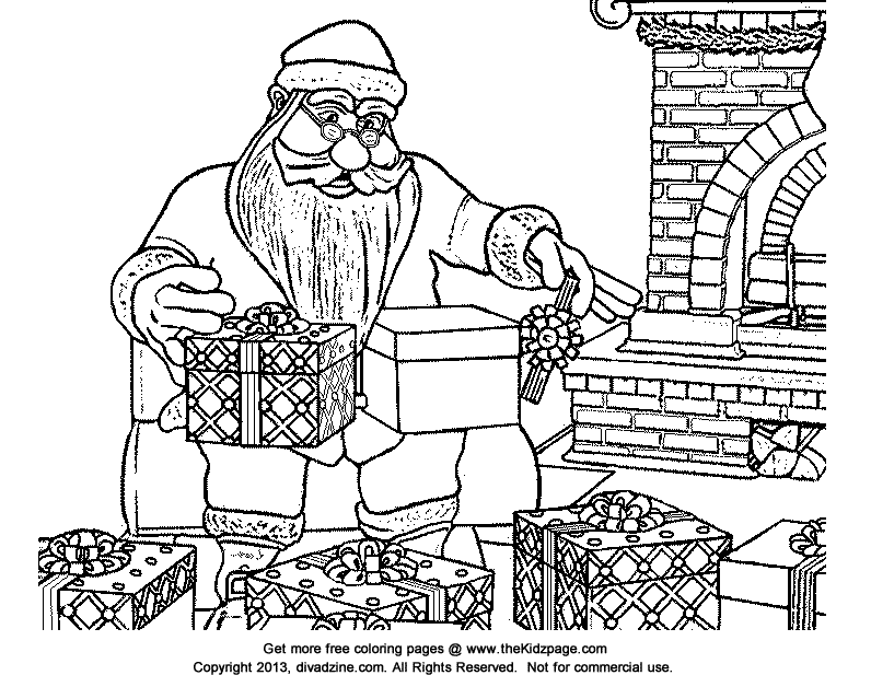 Santa Claus Wrapping Gifts - Free Coloring Pages for Kids - Printable Colouring  Sheets