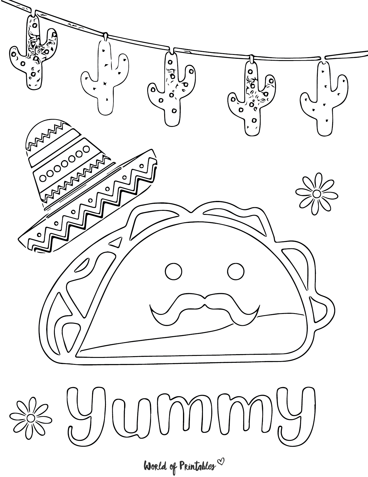 Cute Food Coloring Pages - World of Printables