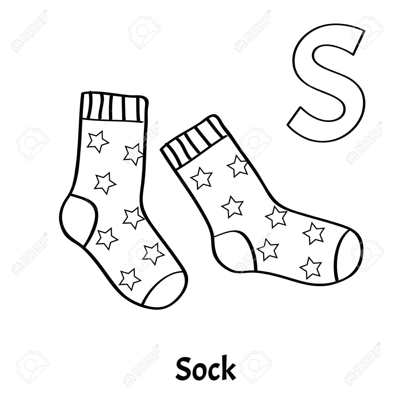 Coloring Book : Vector Alphabet Letter S Coloring Page Sock ...