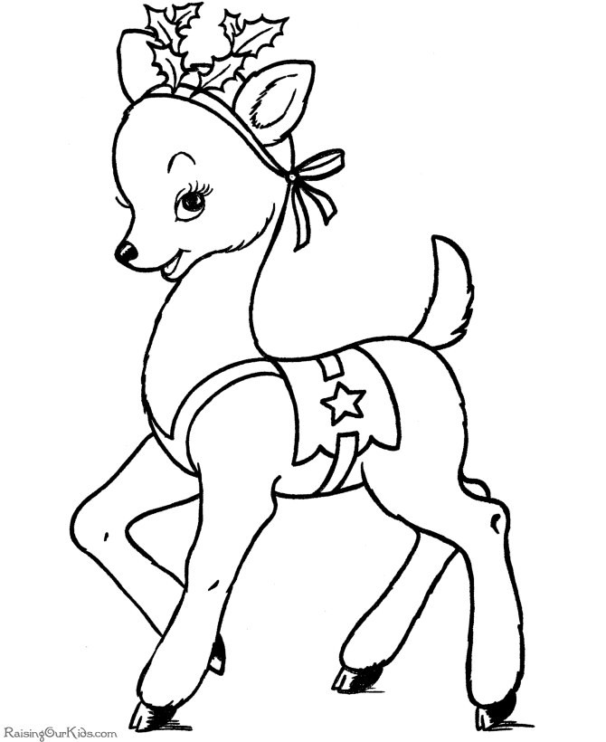 Cartoon Reindeer Coloring Page - Coloring Pages For All Ages