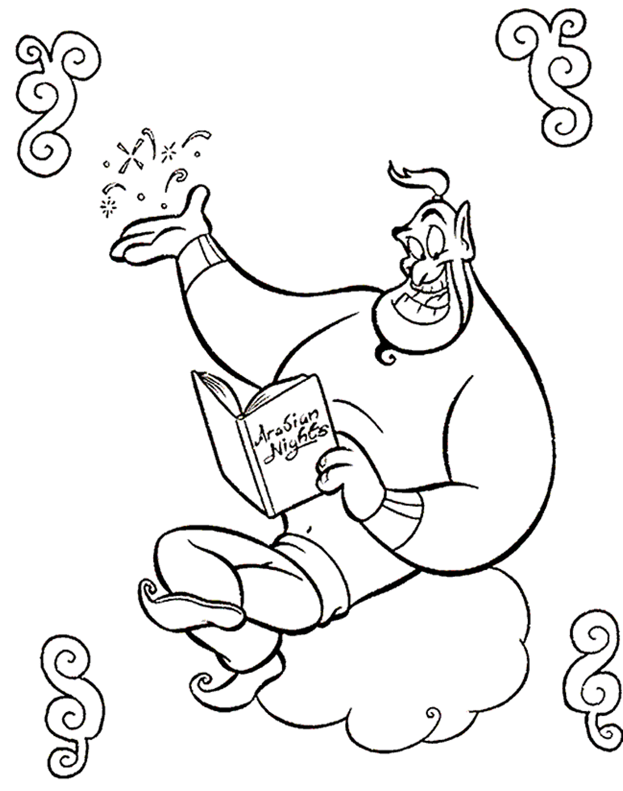 Download Aladdin Coloring Pages Cartoon Genie Or Print Aladdin ...