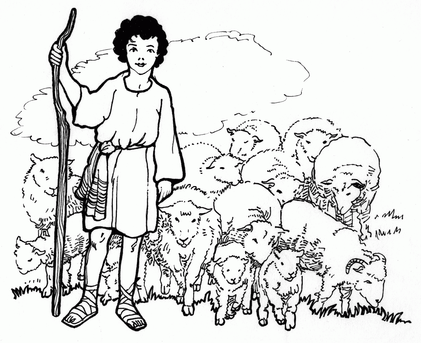 Shepherd Boy | Fantasy Coloring Pages