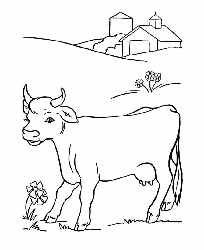 Farm Animal Coloring Pages | Printable Cow Coloring Page and Kids 
