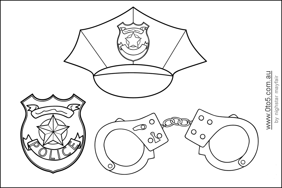 Police Badge Coloring Sheet - Coloring Pages for Kids and for Adults