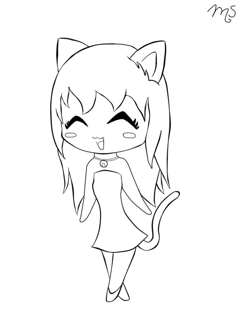 14 Pics Of Cute Anime Cat Girls Coloring Pages - Cute Anime Chibi