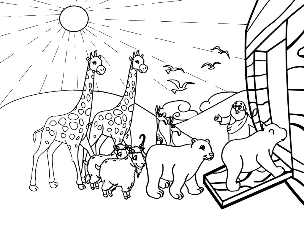 Coloring Page Noah Pages Noahs Ark And His Bible In - Noah And The ...