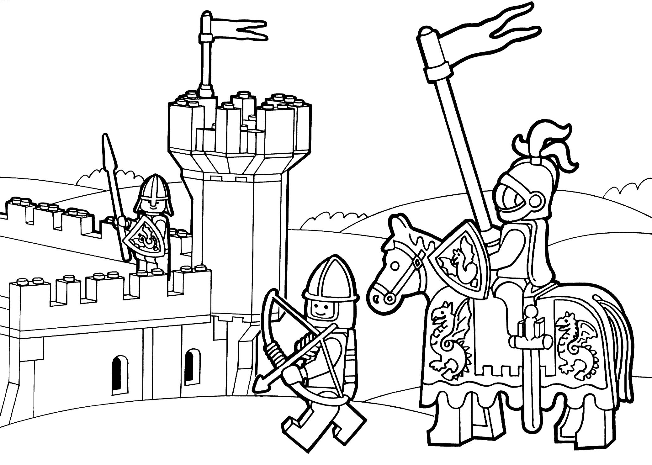 Lego Duplo Knights Coloring Page For Kids Printable Free
