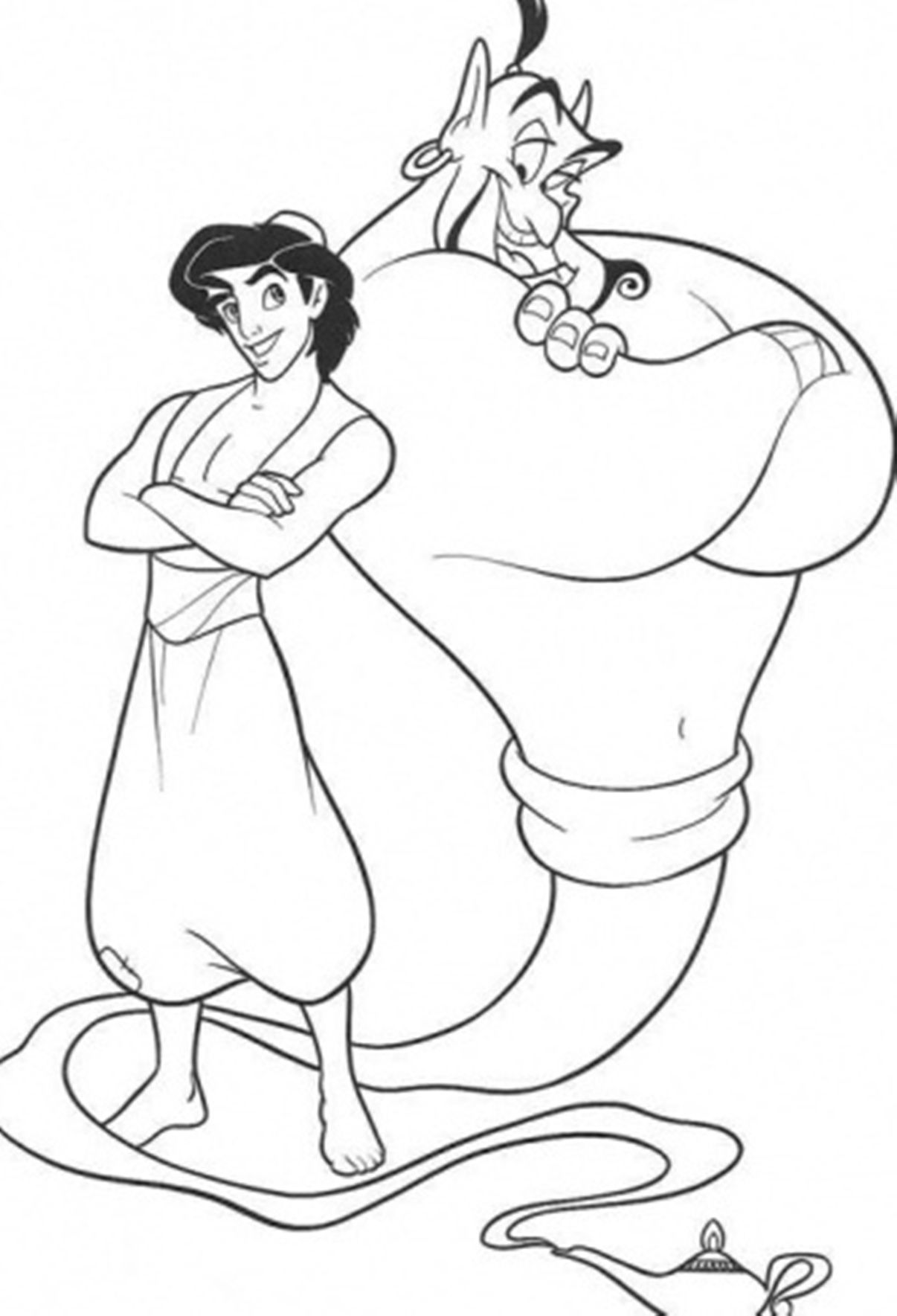 Download Genie And Aladdin Coloring Pages Free Disney Or Print ...