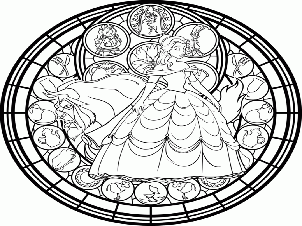 Beauty and The Beast Stained Glass Coloring Pages | Best Coloring ...