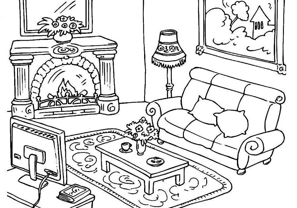 Inspired Living Room | Coloring pages, Coloring books, Coloring ...