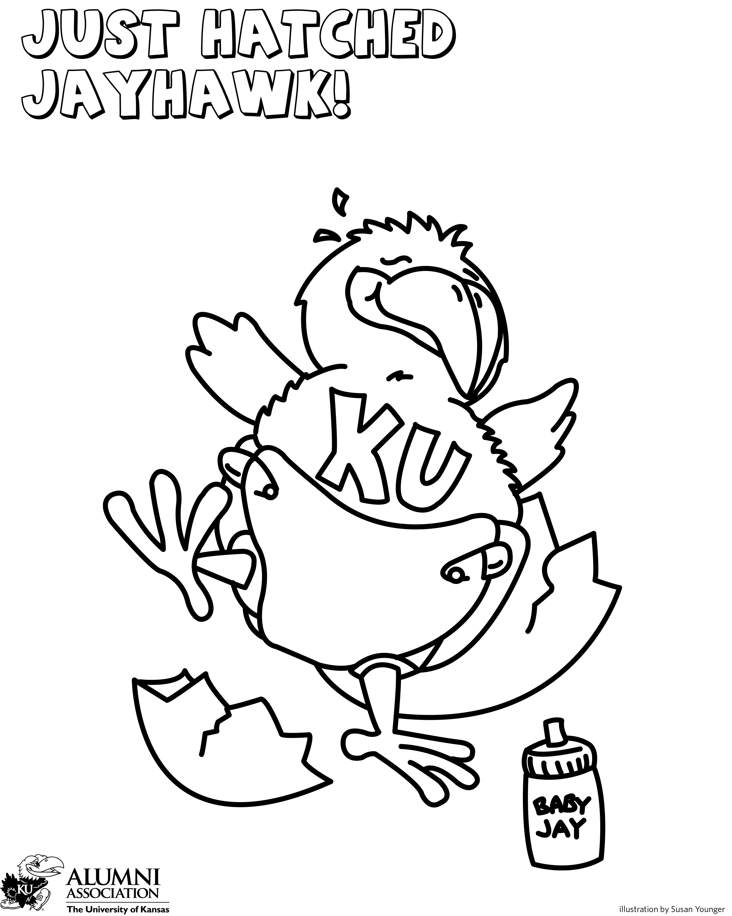 Just Hatched Jayhawk - KU coloring page