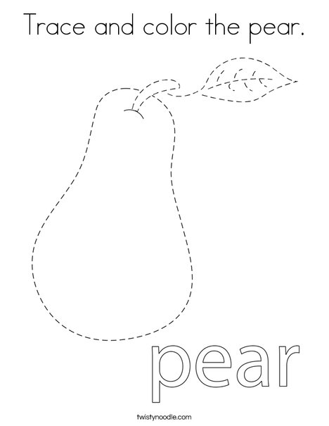 Trace and color the pear Coloring Page - Twisty Noodle