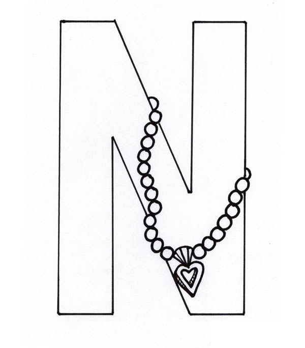 Necklace From Letter N Coloring Page : Coloring Sun