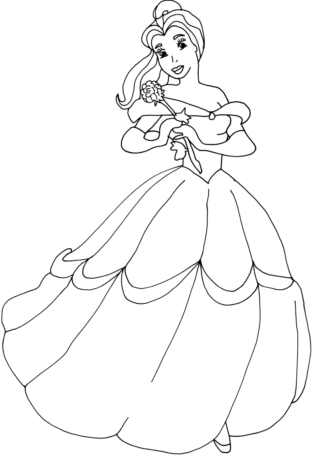 Princess Belle Coloring Page - Coloring Home