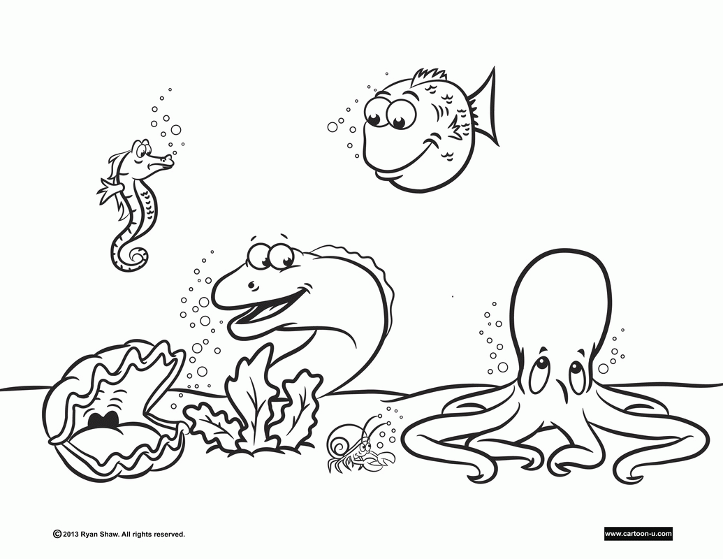 Underwater Scene Coloring Pages Home Creatures