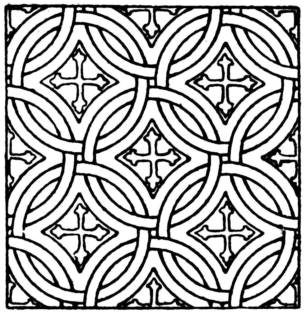 Roman Mosaic Patterns Printable Sketch Coloring Page