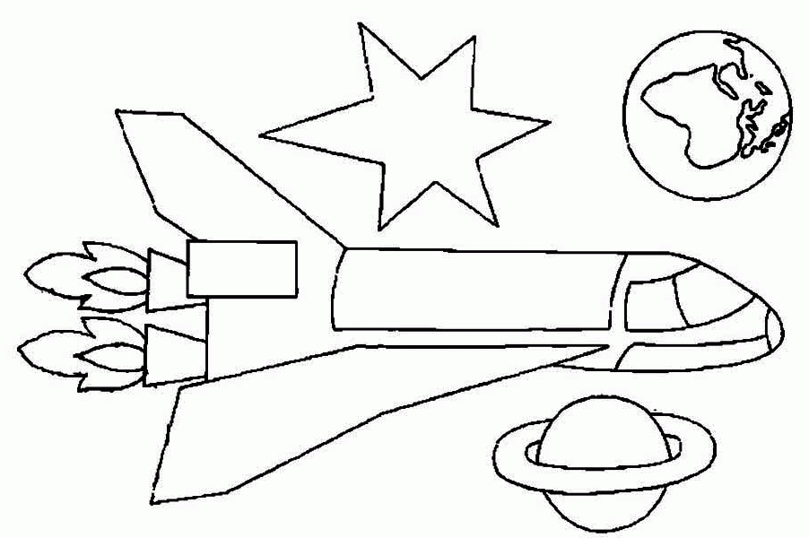 rocket ship earth and saturn coloring page - Download & Print ...