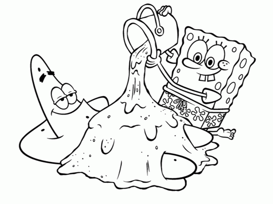 Cartoon Baby Spongebob And Patrick Coloring Pages for Kids