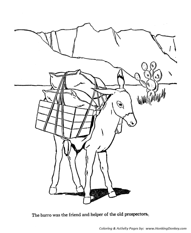 Farm Animal Coloring Pages | Printable Burro Coloring Page and 