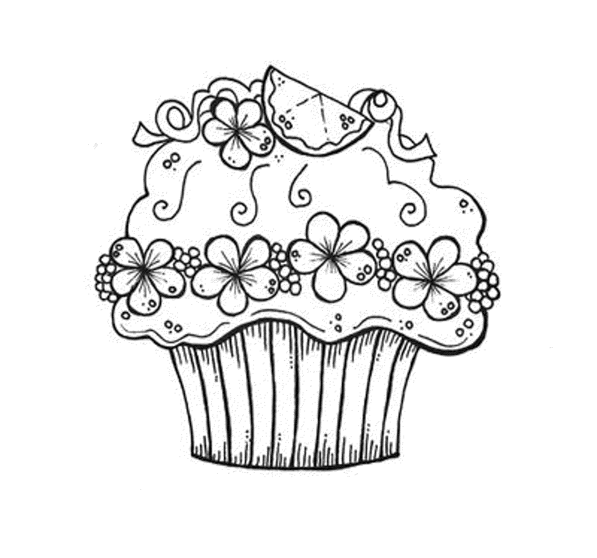 Printable Cupcake - Coloring Pages for Kids and for Adults