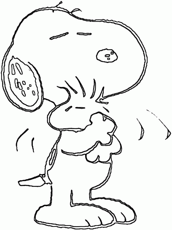Snoopy Hug Woodstock Tight Coloring Pages | Best Place to Color