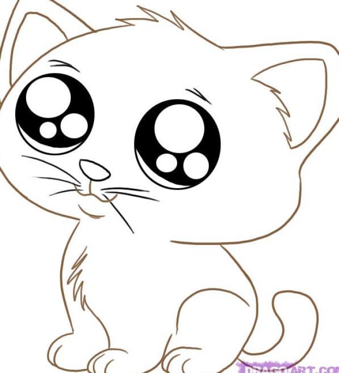 Cute Animals Coloring Pages Cat Home