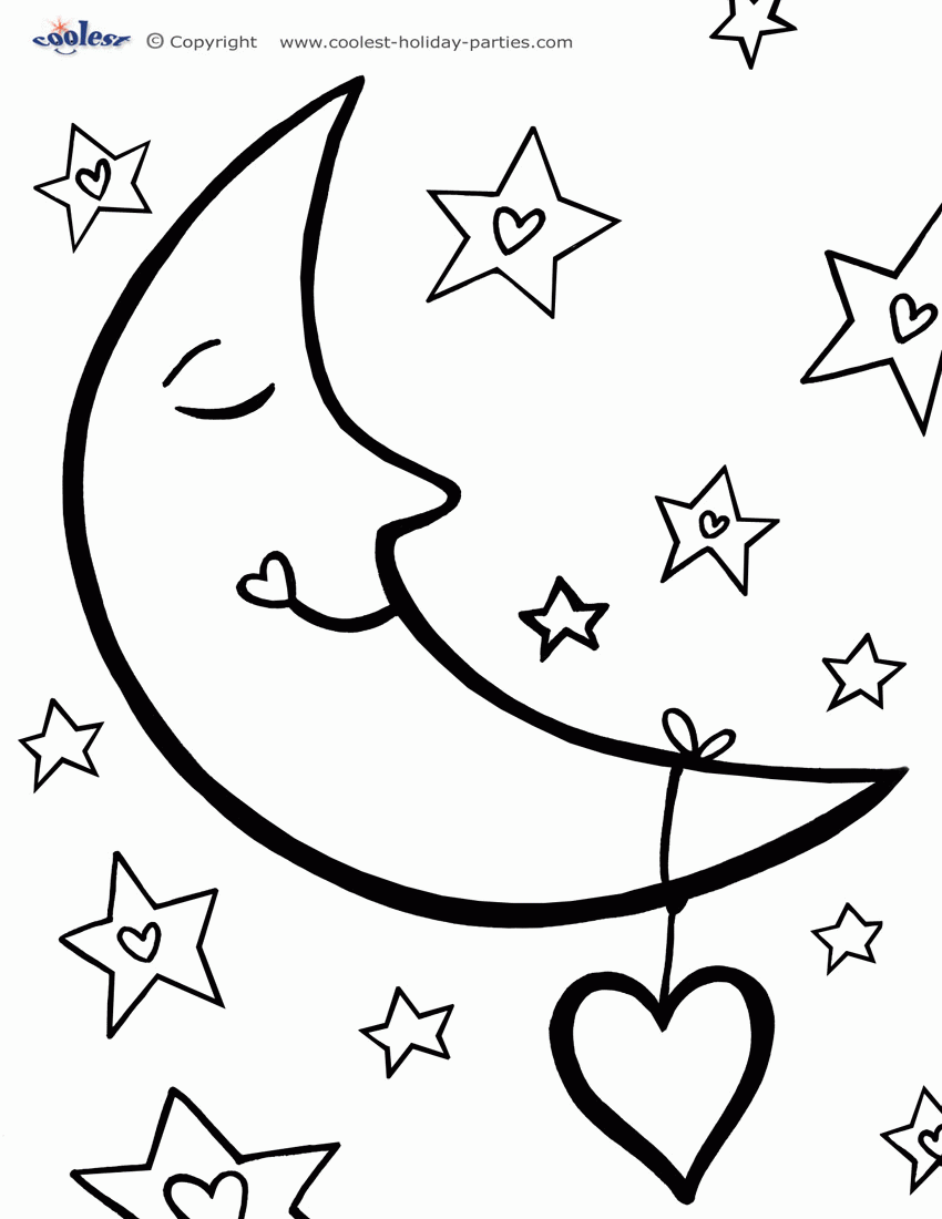 Moon Coloring Pages Printable Home Photos Print Stars Cooler